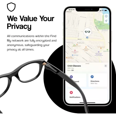 ORBIT x Glasses - Localisateur de lunettes compatible Apple Find My (iOS uniquement), non compatible Android
