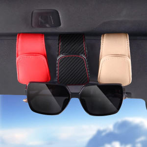 AICEL Leather Magnetic Sunglasses Holder for Car Sun Visor – Universal Fit