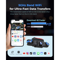 360° 4-Channel Dash Cam with GPS, 5G WiFi, Night Vision & 128GB Card