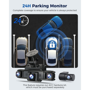 360° 4-Channel Dash Cam with GPS, 5G WiFi, Night Vision & 128GB Card