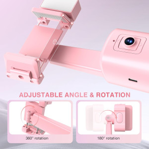 Auto Face Tracking Tripod 360° Rotating Phone Stand with Remote Pink