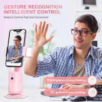 Auto Face Tracking Tripod 360° Rotating Phone Stand with Remote Pink