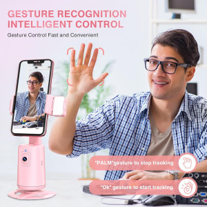 Auto Face Tracking Tripod 360° Rotating Phone Stand with Remote Pink