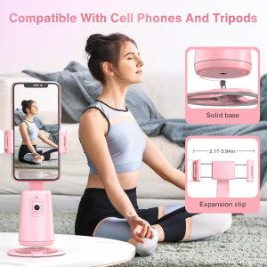 Auto Face Tracking Tripod 360° Rotating Phone Stand with Remote Pink