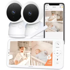 Moniteur Bébé ARENTI 2 Caméras 2K WiFi 6 avec Détection Sons