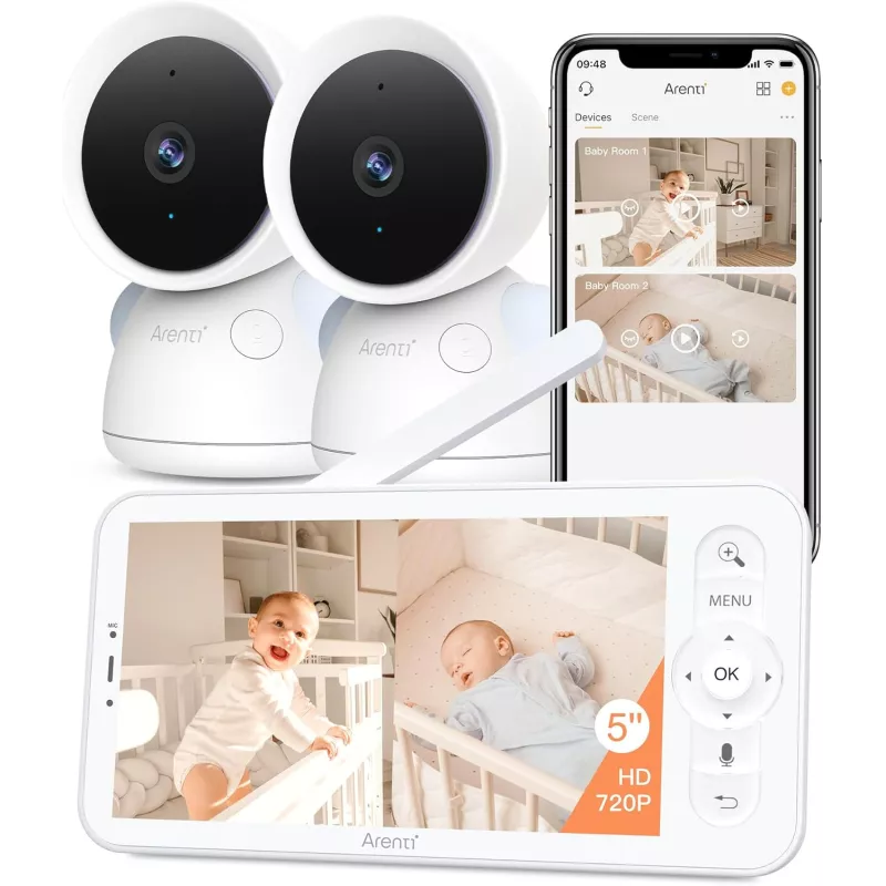 Moniteur Bébé ARENTI 2 Caméras 2K WiFi 6 avec Détection Sons