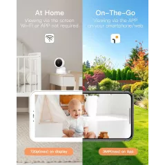 Moniteur Bébé ARENTI D3 - 2 Caméras 2K WiFi 6, Écran 5, Vision Nocturne, Détection Pleurs, App Smartphone