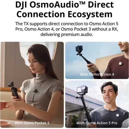 DJI Mic Mini (2 émetteurs + 1 récepteur) - Micro-cravate sans fil ultraléger, 48h, réduction bruit, vlog
