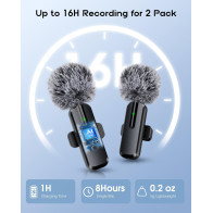 Wireless Mini Lavalier Microphone 2-Pack for iPhone & Android - Bluetooth Clip-On Mic