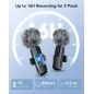 Microphone sans fil mini lavalier Bluetooth 2 en 1 pour iPhone, iPad, Android - 2 pièces, réduction de bruit