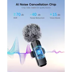 Microphone Sans Fil Mini Bluetooth 2 en 1 pour iPhone & Android