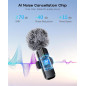 Microphone sans fil mini lavalier Bluetooth 2 en 1 pour iPhone, iPad, Android - 2 pièces, réduction de bruit