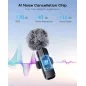 Microphone sans fil mini lavalier Bluetooth 2 en 1 pour iPhone, iPad, Android - 2 pièces, réduction de bruit