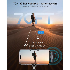 Wireless Mini Lavalier Microphone 2-Pack for iPhone & Android - Bluetooth Clip-On Mic