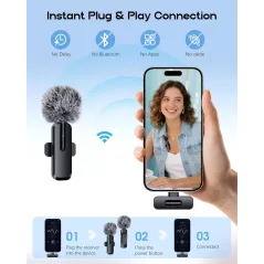 Microphone Sans Fil Mini Bluetooth 2 en 1 pour iPhone & Android