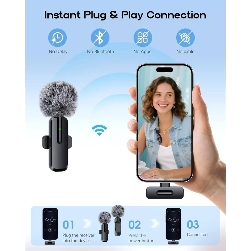 Microphone Sans Fil Mini Bluetooth 2 en 1 pour iPhone & Android