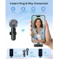 Microphone sans fil mini lavalier Bluetooth 2 en 1 pour iPhone, iPad, Android - 2 pièces, réduction de bruit