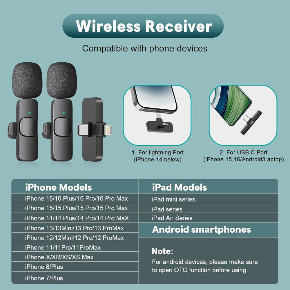 MAYBESTA Wireless Mini Bluetooth Lavalier Mic for iPhone & Android