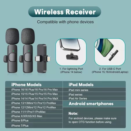 Microphone sans fil MAYBESTA Bluetooth Lavalier pour iPhone & Android - Clip pour YouTube, TikTok, Podcast