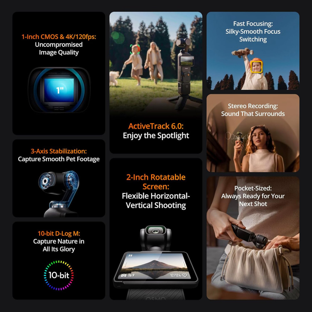 DJI Osmo Pocket 3: 4K/120fps Vlogging Camera with 3-Axis Stabilization