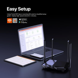 Tenda AC1200 Dual Band WiFi Router with Smart App & Parental Controls