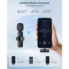 Microphone Lavalier Sans Fil 2 Pack pour iPhone & Android