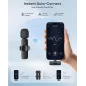 Microphone Lavalier Sans Fil 2-Pack pour iPhone, Android - Micro Mini Réduction de Bruit Plug & Play
