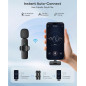 Microphone Lavalier Sans Fil 2-Pack pour iPhone, Android - Micro Mini Réduction de Bruit Plug & Play