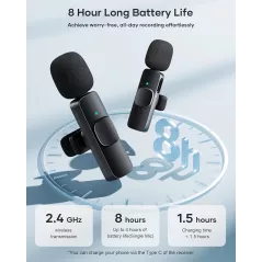 Microphone Lavalier Sans Fil 2 Pack pour iPhone & Android