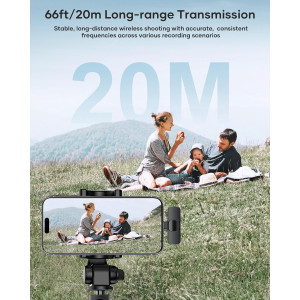 2 Pack Wireless Lavalier Microphones for iPhone, Android & Video Recording