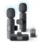 Microphone Lavalier Sans Fil 2-Pack pour iPhone, Android - Micro Mini Réduction de Bruit Plug & Play