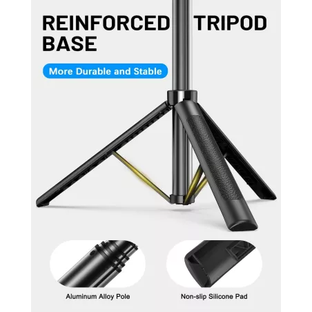 Kit Vlogging iPhone/Android 71 Trépied Selfie avec Lumière, Télécommande Sans Fil & Microphone Ajustable