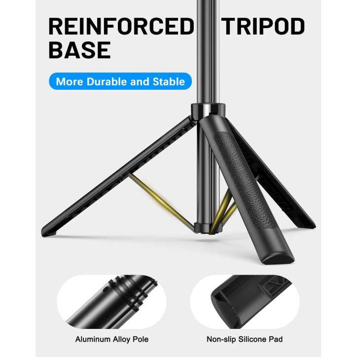 Kit Vlogging iPhone/Android 71 Trépied Selfie avec Lumière, Télécommande Sans Fil & Microphone Ajustable