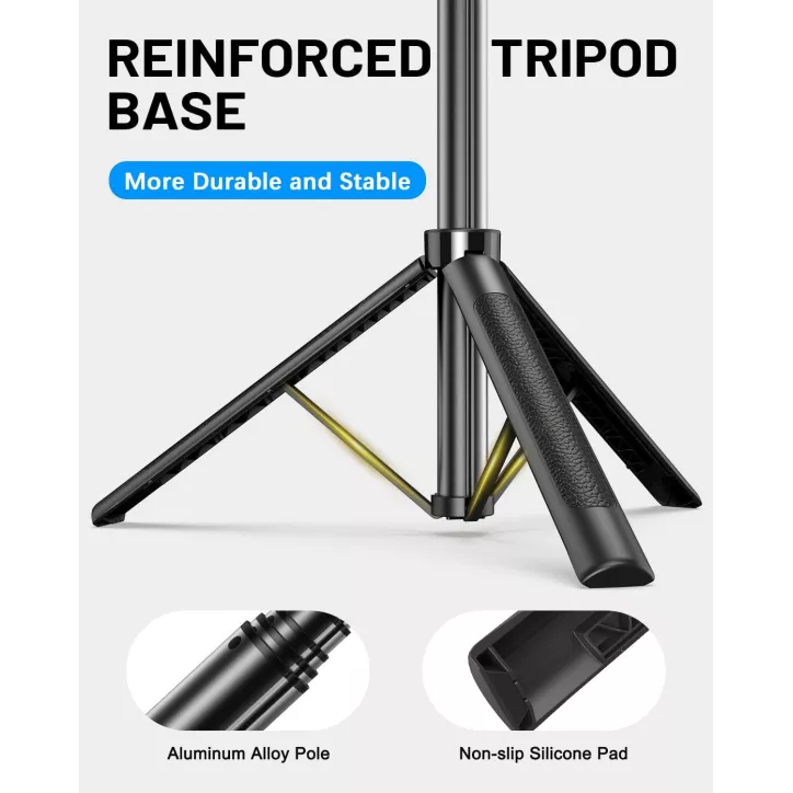 Kit Vlogging iPhone/Android 71 Trépied Selfie avec Lumière, Télécommande Sans Fil & Microphone Ajustable