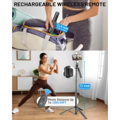 Kit Vlogging iPhone/Android 71 Selfie Stick Pro avec Lumière
