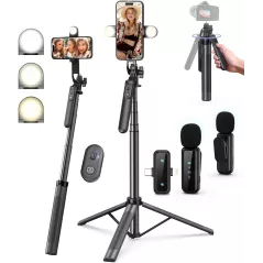 Kit Vlogging iPhone/Android 71 Selfie Stick Pro avec Lumière