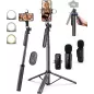 Kit Vlogging iPhone/Android 71 Trépied Selfie avec Lumière, Télécommande Sans Fil & Microphone Ajustable