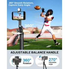 Kit Vlogging iPhone/Android 71 Selfie Stick Pro avec Lumière