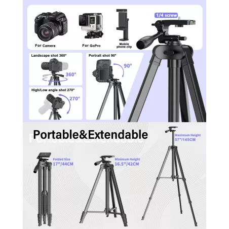 Kit de Vlogging pour iPhone/Android avec Microphone Sans Fil, Trépieds, Lumière RGB pour YouTube & TikTok