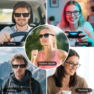 Lunettes Audio Bluetooth IPX5 Anti-Lumière Bleue Homme/Femme