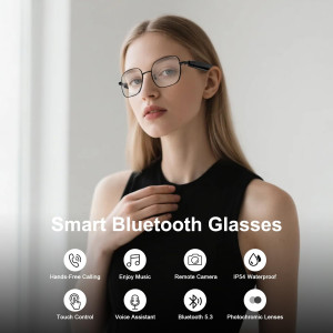 Smart Bluetooth Glasses for Men & Women – Touch, Anti-Blue Light, Photochromic