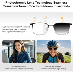 Lunettes Bluetooth Intelligentes Argentées avec Audio & Appels