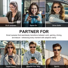 Lunettes Bluetooth Intelligentes Argentées avec Audio & Appels