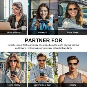 Lunettes Bluetooth Intelligentes Argentées avec Audio & Appels
