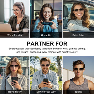 Lunettes Bluetooth Intelligentes Argentées avec Audio & Appels