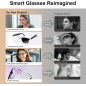 Smart Bluetooth Glasses with Open-Ear Sound, Mic & Speakers, Color Changing, Polarized - Silver