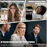 Lunettes Intelligentes AI – Traduction Instantanée 164 Langues, Bluetooth, Anti-Lumière Bleue, IPX5 Or