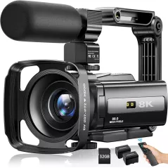 Caméra Vidéo 8K 88MP UHD WiFi Vlogging 18X Zoom, Vision Nocturne IR, Écran Tactile 3 + Accessoires