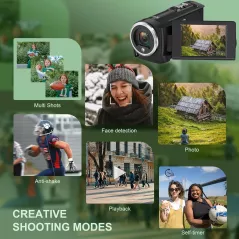 Caméra Vidéo 2.7K QHD 50MP Vlogging 16X Zoom + Accessoires