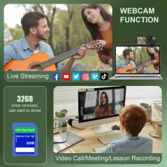 Caméra Vidéo 2.7K QHD 50MP Zoom 16X Webcam Vlogging Écran Rotatif 270° avec Carte 32G & 2 Batteries